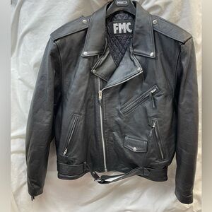 FMC VINTAGE Black Leather motorcycle Jacket for Men Sz 58